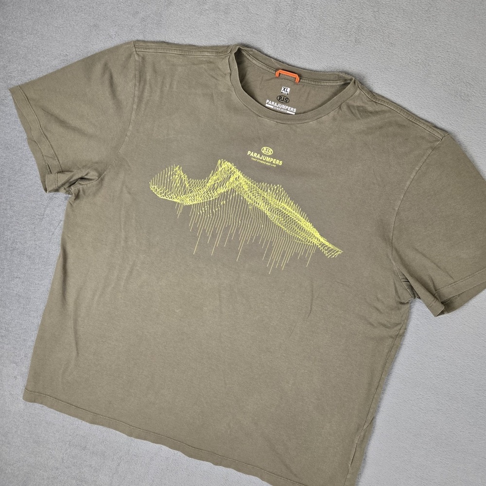 Parajumpers T-shirt‎ Mens Size XL Olive Green Cotton Graphic Tee PJS Outdoor